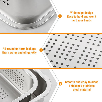 Rectangle Strainer, Stainless Steel Mesh Over The Sink Colander Sink Basket Fine Mesh Strainer Baskets Vegetable Fruit Colander Strainer Kitchen Tools