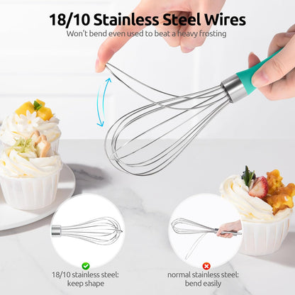 U-Taste 7" Mini Whisk for Cooking: 18/8 Stainless Steel Small Metal Kitchen Wisk, Tiny Hand Mixing Tool for Coffee, Egg, Sauce, 6-Wires Compact Head for Baking, Beating in Bowl, Mug, Jar (Set of 2)