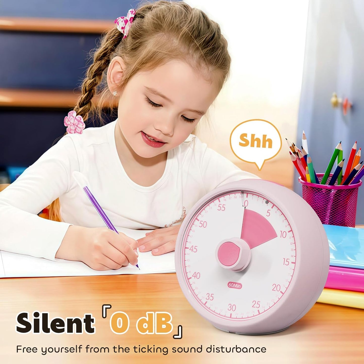 Conchstar Visual Timer for Kids 60-Minute - Countdown Timer with Optional Alarm, Focus Tool for ADHD & Autism, Time Management for Homework, Chores, Office, Kitchen, Teaching & Study Routines (Orange)