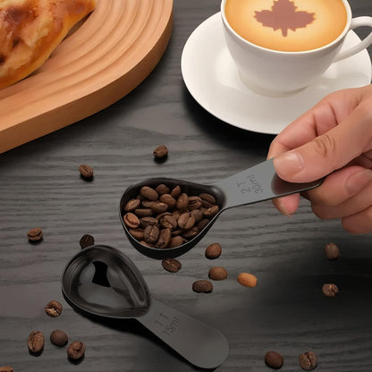 2Pcs Stainless Steel Coffee Scoop,1TBSP&2TBSP(15ML&30ML) Tablespoon Measuring spoon,Black