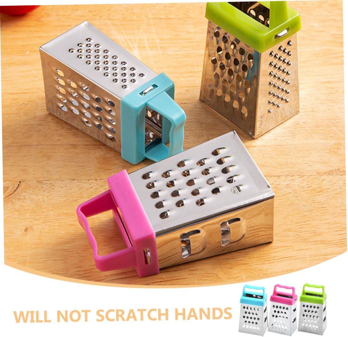 PRETYZOOM Mini Stainless Steel Cheese Grater Box with Non-Slip Handle Multipurpose Hand Grater for Cheese Garlic Ginger and Vegetable Slicing Compact 2.63 Inch Kitchen Shredder Set of 30
