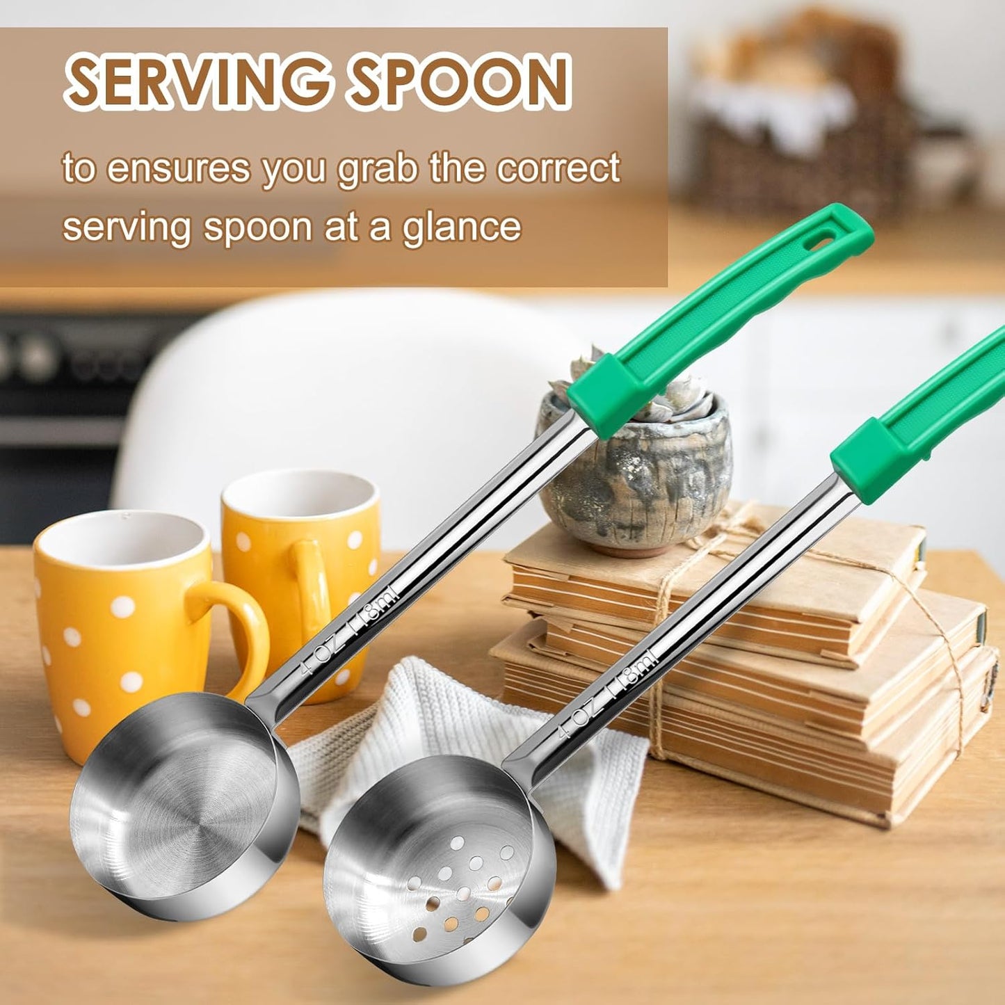 4 Ounce Solid Stainless Steel Portion Control Ladle Spoon - 4Pcs Pizza Sauce Serving Spoons Portion Ladle for Sauces, Perfect for Weight Watchers, Buffets, Parties