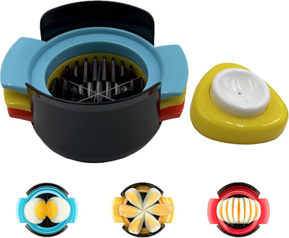 Deviled Egg Maker – 3-in-1 Egg Slicer and Piercer Combo Tool with Stainless Steel Blades for Hard Boiled Eggs, Soft Fruits, Heavy Duty, Dishwasher Safe, Compact Kitchen Gadget