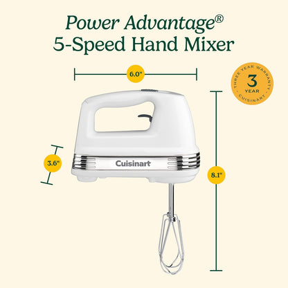 Cuisinart Power Advantage Plus 9-Speed Hand Mixer, 220W Motor, Electric Mixer with Dishwasher-Safe Beaters, Storage Case, HM-90BCS, Brushed Chrome