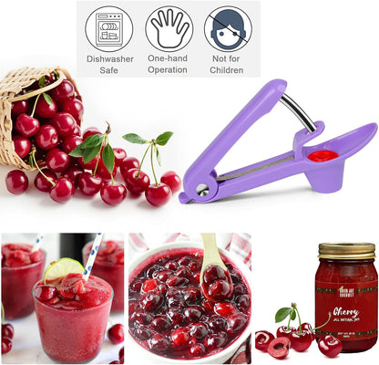 Cherry Pitter Tool 7-in-1, Portable Cherries Seed Remover, Fruit Pit Core Remover for Make Fresh Cherry Dishes, Cherry Pie and Jam and Cocktail Cherries