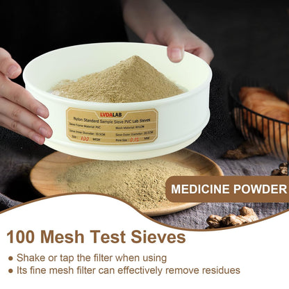 PVC Nylon Lab Sieve 80 Mesh(0.2mm), LVDALAB 7.9Inch(20cm) Diameter Sample Sifter Strainer for Industrial Lab Home