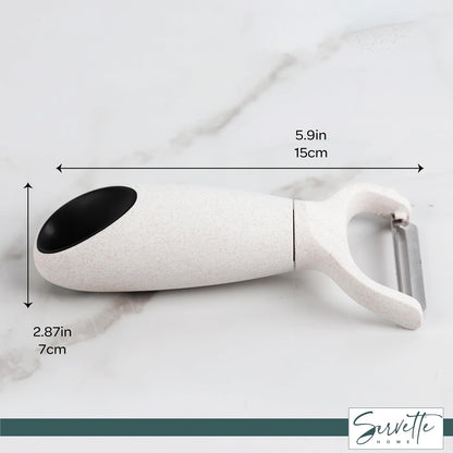 Fruit and Vegetable Peelers with Stainless Steel or Ceramic Blades, Wheat Straw Handles (Ceramic)