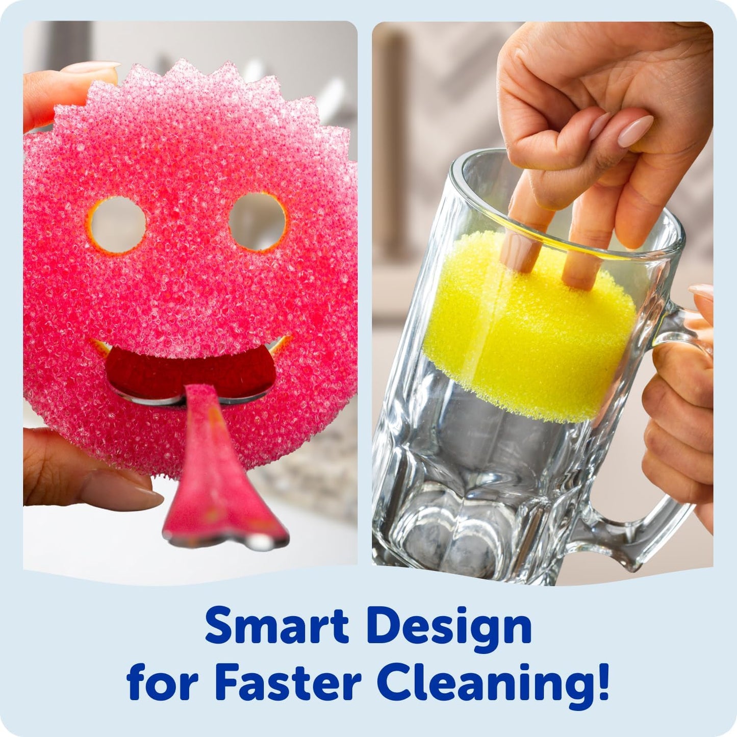 Scrub Daddy 6 Kitchen Sponges & 1 Daddy Caddy Dish Sponge Holder - BPA Free & Made with Polymer Foam - Stain & Odor Resistant, Scratch-Free Multipurpose Scrubbers