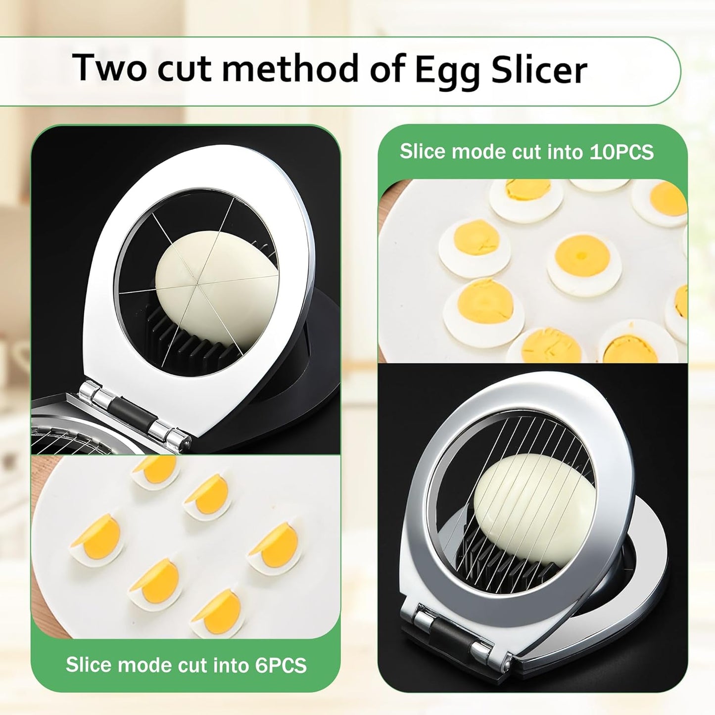 3 in 1 Egg Slicer, Egg Cutter Egg dicer for Boiled Eggs -Stainless Steel Wire with 3 Slicing Styles