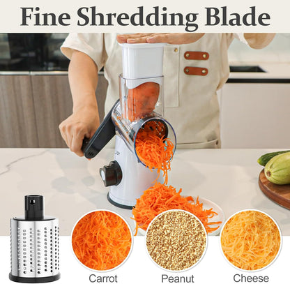 Cambom 5 in 1 Rotary Cheese Grater Hand Crank Cheese Shredder for Fresh Cheese, Vegetable, Nuts,Non-slip Suction Base, Black