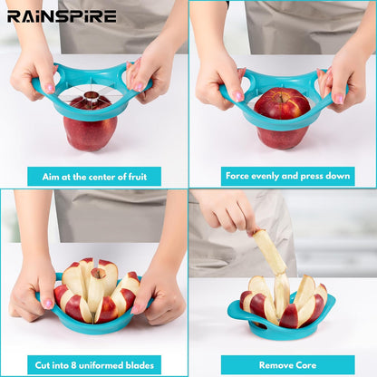 Rainspire Apple Cutter 8 Slices, 8 Blade Apple Slicer and Corer, Apple Corer Tool with Stainless Steel Blades, Super Sharp Fruit Cutter Fruit Slicer (Red)