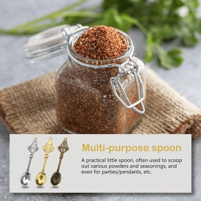 6-Pack Mini Spoons Metal Tiny Shovels 3-Inch Small Medicine Spoon for Home Kitchen Spices, Necklace Charms Pendants DIY Craft Making (Multicolor)