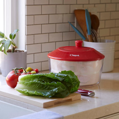 Ozeri Italian Made Fresca Salad Spinner and Serving Bowl, BPA-Free, Green, 4.4 qt