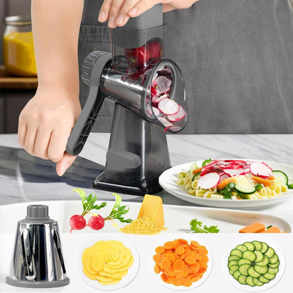 Cheese Grater with Handle,Multifunctional Rotary Cheese Grater,Kitchen Cheese Shredder Can Easily Chop Vegetables,Potatoes,Carrots,Etc.The Suction Cup is Stable and Easy to Clean (light green)