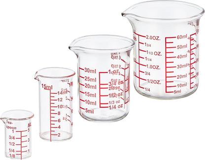 High Borosilicate Glass Measuring Cup-V-Shaped Spout，Glass Measuring Beaker for Kitchen or Restaurant, Easy to Read, 60 ML (2 Oz)-Pack of 2