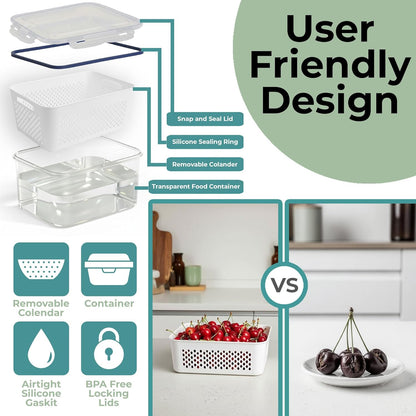 RockBerry 50 Pcs Large Food Storage Containers with Lids Airtight-85 OZ to small Containers-Total 526OZ Stackable Kitchen Set -BPA Free Leak proof containers- Freezer Microwave safe