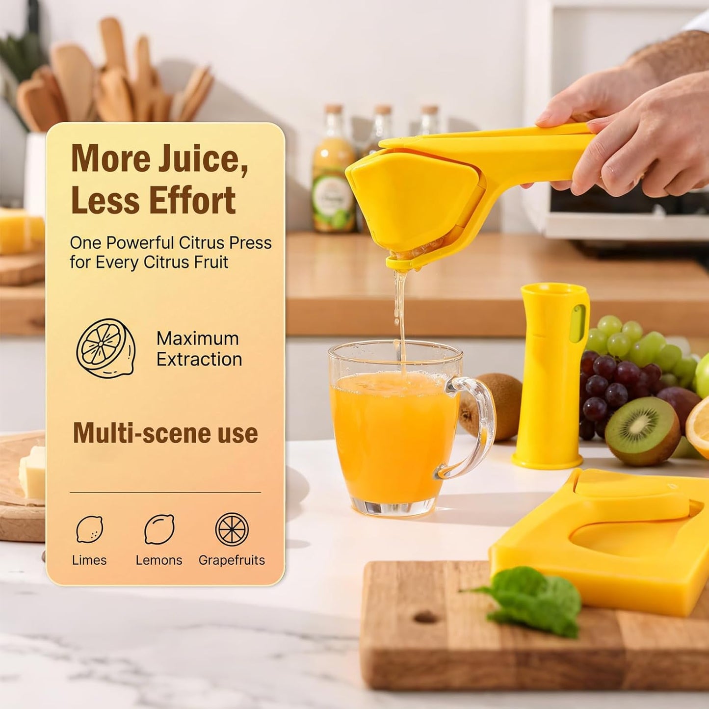 Stainless Steel Manual Juicer Citrus, Lemon Squeezer, Fruit Juicer Lime Press Metal, Professional Hand Juicer Kitchen Tool Bar Juicer for Bartender Accessories