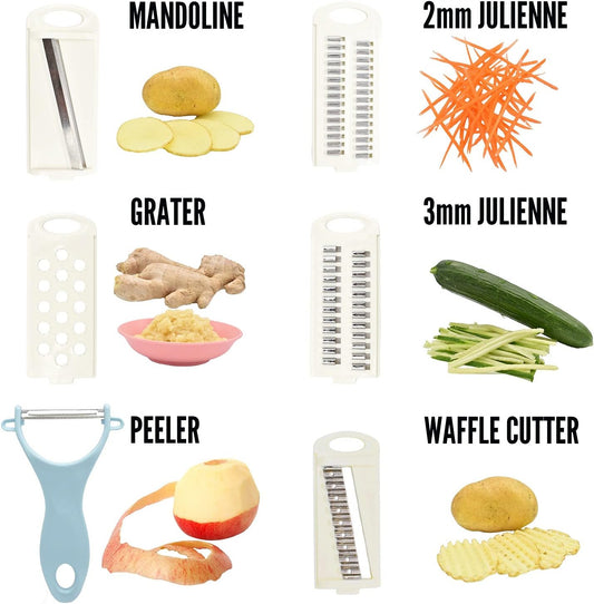 NACOLUS 5 in 1 Mandoline Slicer Vegetable Slicer Mandolin Multi Blade Potato Veggie Slicer Vegetable Cutter Julienne Shredder Potato Slicer Green
