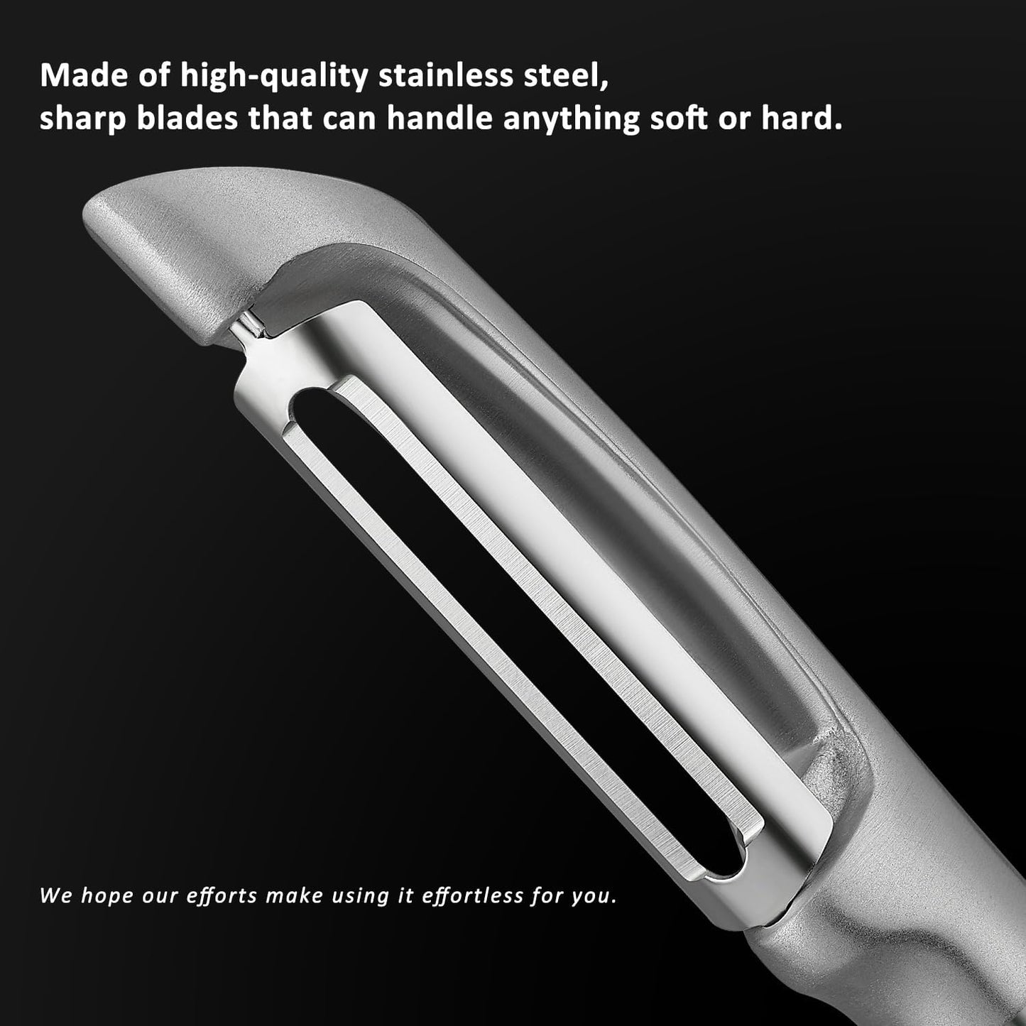 Serrated Blade Premium I Type 304 Stainless Steel Multifunctional Kitchen Peeler Real Wood Handle Ultra Sharp Blade Vegetable Potato Apple（Agarwood）