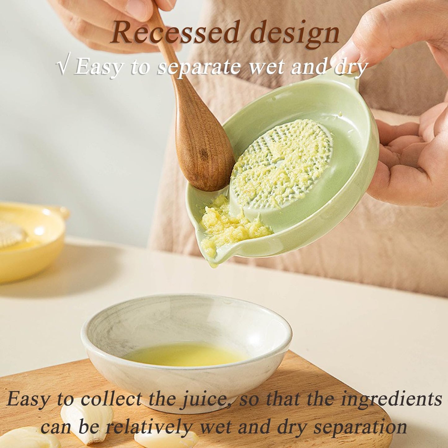 Ceramic Grater,Ceramic Ginger Grater,Garlic Grater,Ginger Grater,Spice Grater,Nutmeg Grater Made of Ceramic for Ginger,Garlic,Nutmeg,Celery,Carrots,Wasabi,With Brush+Spoon,Diameter 9cm (Green)