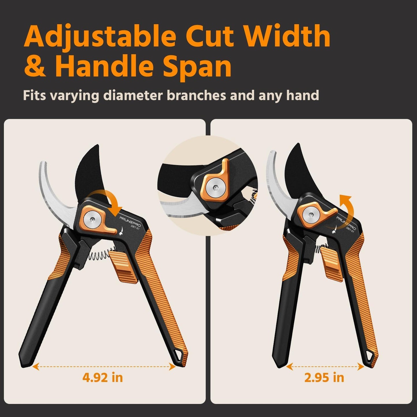 PrunePro Pruning Shears Gardening Scissors Set Professional Hand Pruner Sharp Stainless Steel Blade Garden Scissors Plant Flower Garden Clipper