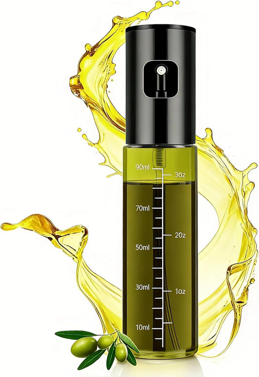 Cooking Oil Spray Bottle, Olive Oil and Avocado Oil Spray Bottle, 100ml Olive Oil Spray Bottle, Kitchen Tools, Air Fryer, Salad, Frying, Grilling (light-blocking glass)-Silver