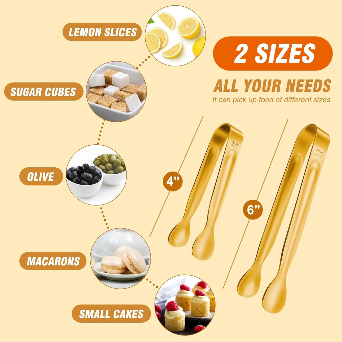 Tongs For Cooking - Heat Resistant 600 Degrees Stainless Steel Kitchen Tong,Heavy Duty Metal Locking Tongs - Perfect for Food,Salad and BBQ set of 3 (7",9" and 12") Dishwasher