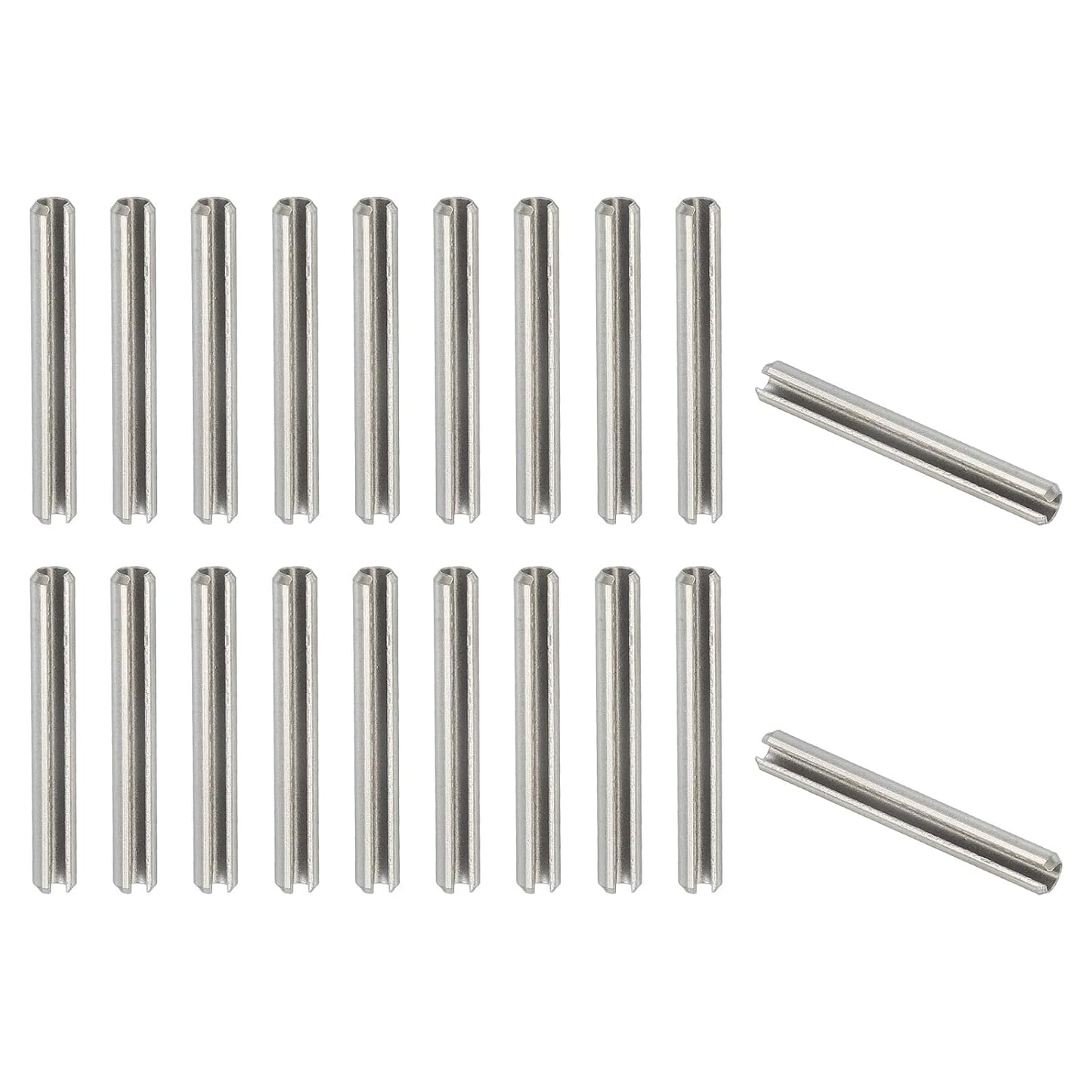PATIKIL Slotted Spring Pin, 50 Pcs 1/8" x 3/4" (3.2mm x 20mm) 304 Stainless Steel Split Roll Pins Spring Dowel for Home Improvement Automotive Machine Repair, Silver - Colors B
