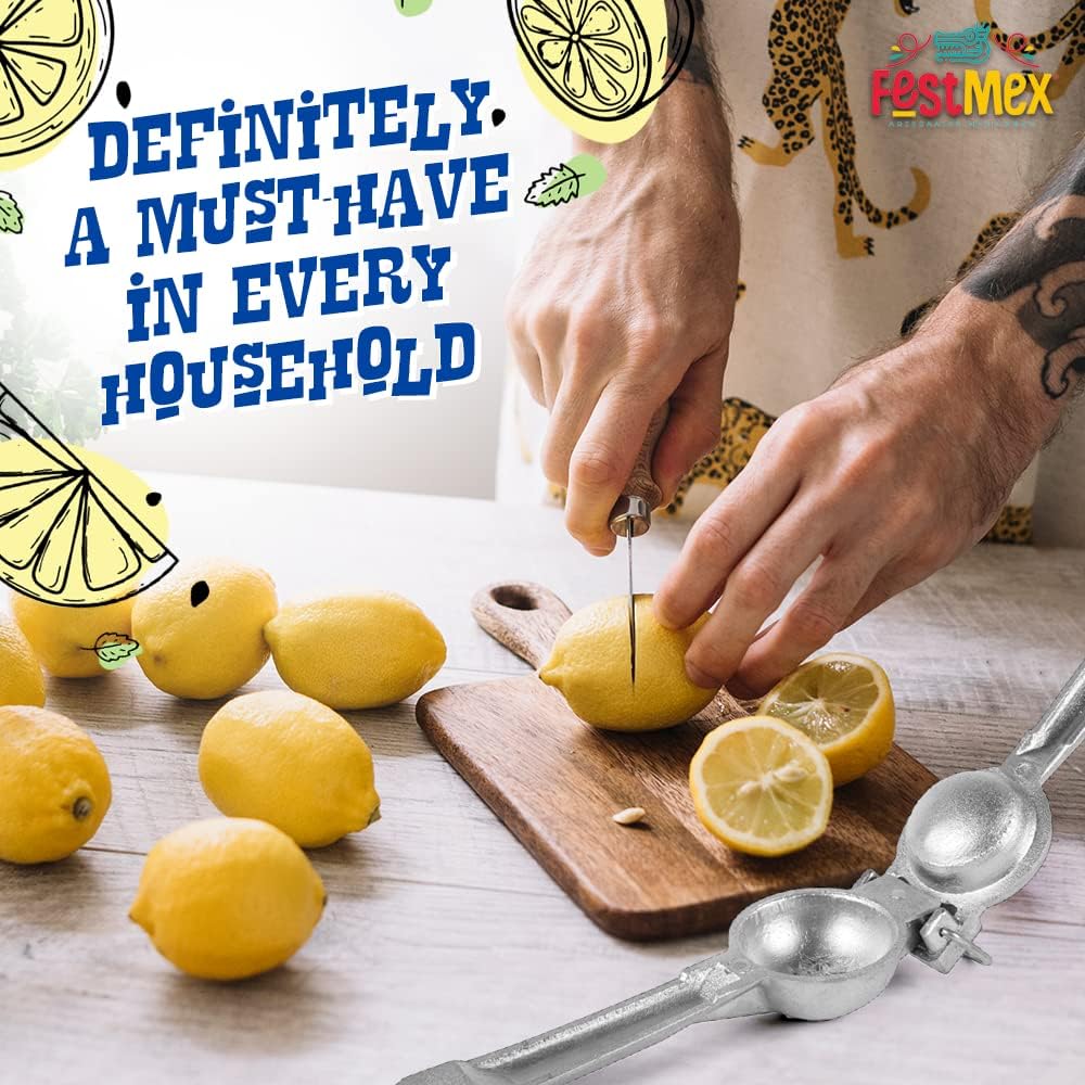 Lemon Squeezer Cast Premium Aluminum Manual Hand Press Juicer, 2.4" Large – Heavy-Duty Mexican Made Citrus Juicer for Lemons, Limes & Oranges, Handheld Juice Press, Exprimidor de Limones