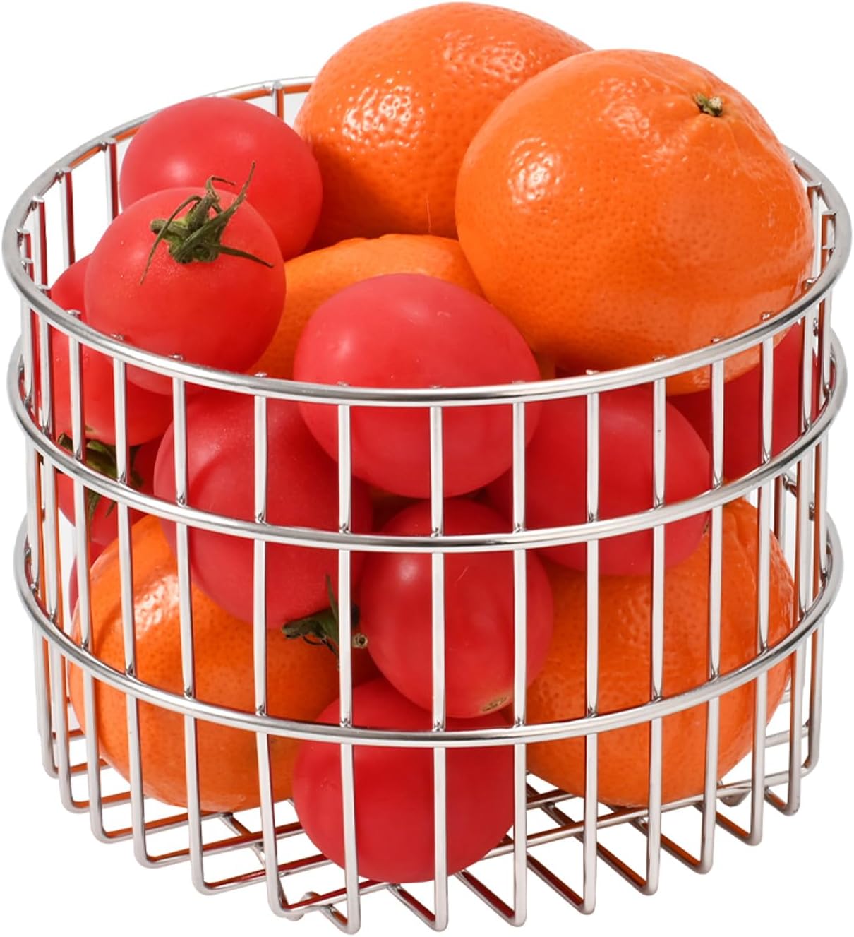 304 Stainless Steel Wire Mesh Fruit Basket Colander, 1.5L Countertop Storage Organizer for Fruits, Vegetables, Snacks.5.12 x 5.12 x 3.94 in (13cm,Rounded Square)