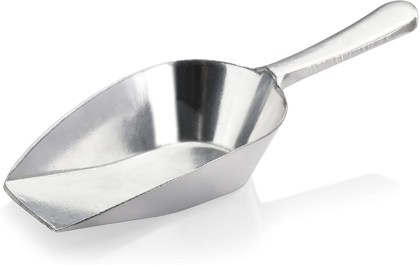 New Star Foodservice One-Piece Cast Aluminum Flat Bottom Bar Ice Flour Utility Scoop, 4-Ounce, Silver