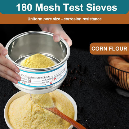 Full 304 Stainless Steel Mesh Sieve Screen, LVDALAB 100 Mesh (0.15mm) Aperture, 2.4inch(6CM) Dia Standard Sample Analysis Test Sieves Sifters Strainer for Industrial Laboratory Homes