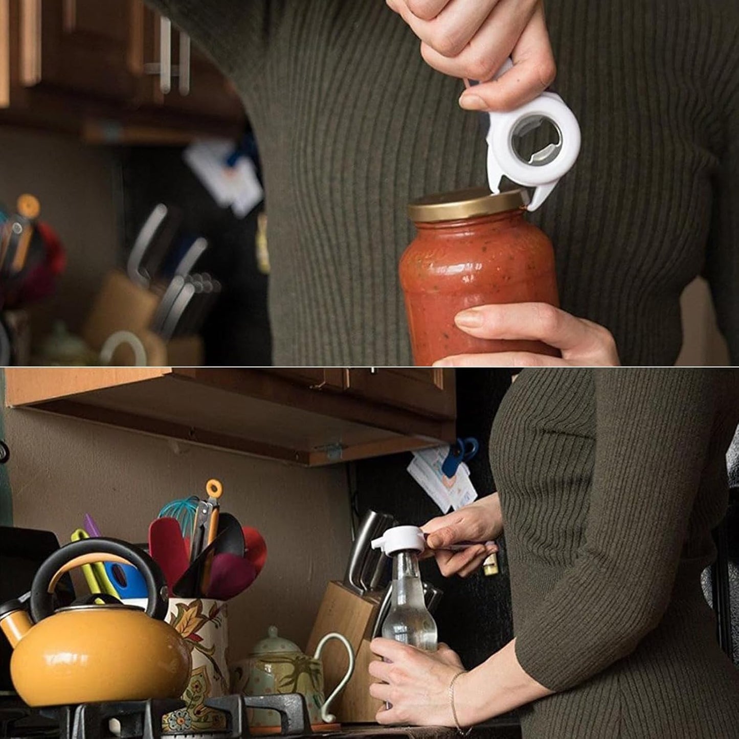 Jar Opener Multifunction Adjustable for 1-4 inches Bottle Can, Stainless Steel Lids Off Jar Opener. Fit Seniors, Arthritis, Women, Chilren, Weak Hands
