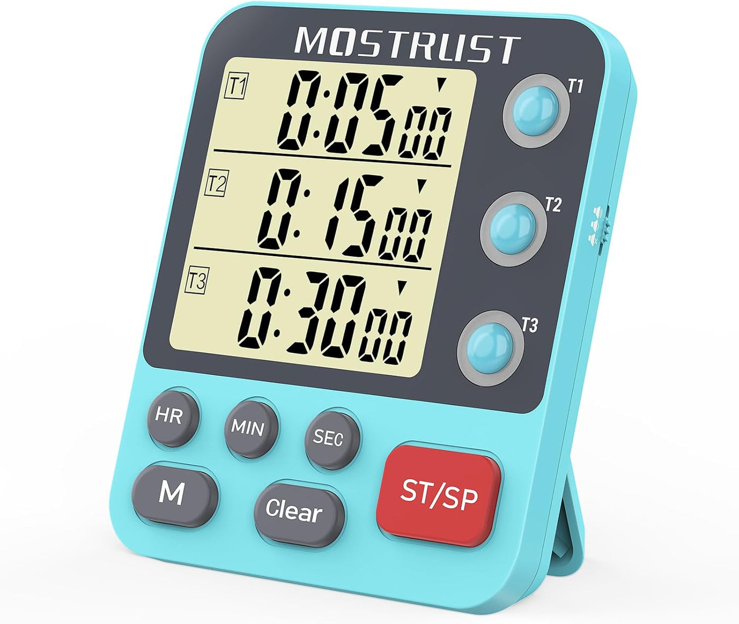 Digital Dual Kitchen Timer, 3 Channels Triple Countdown Timer for Cooking, Magnetic Memory-Preset Large Display Adjustable Volume, Multi Time Management, 3A Battery Included, Black