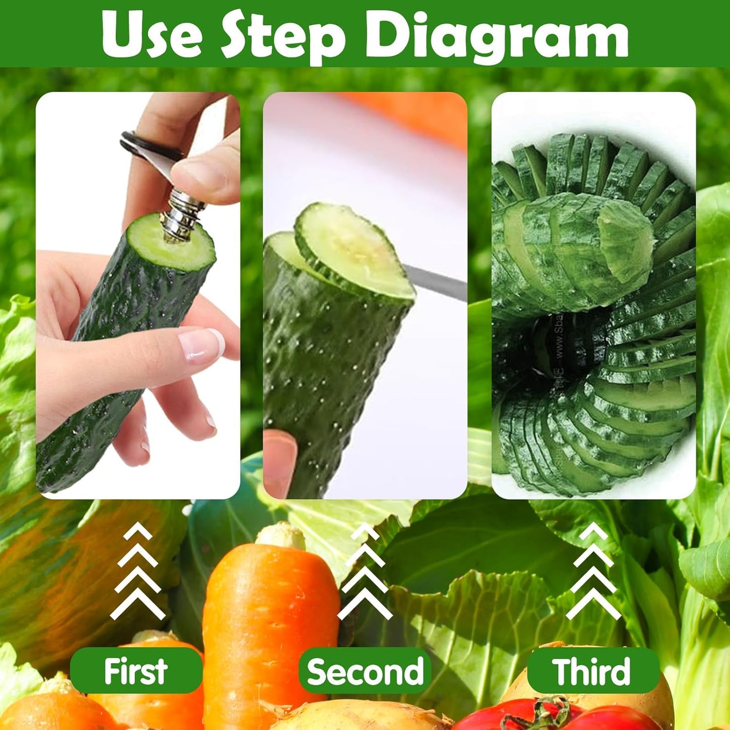 Stainless Steel Flower Curler, Piranha Spiral Cutter Tools, Stainless Steel Kitchen Tools, Easy to Clean Suitable for Cutting Zucchini Potatoes Cucumbers Carrots