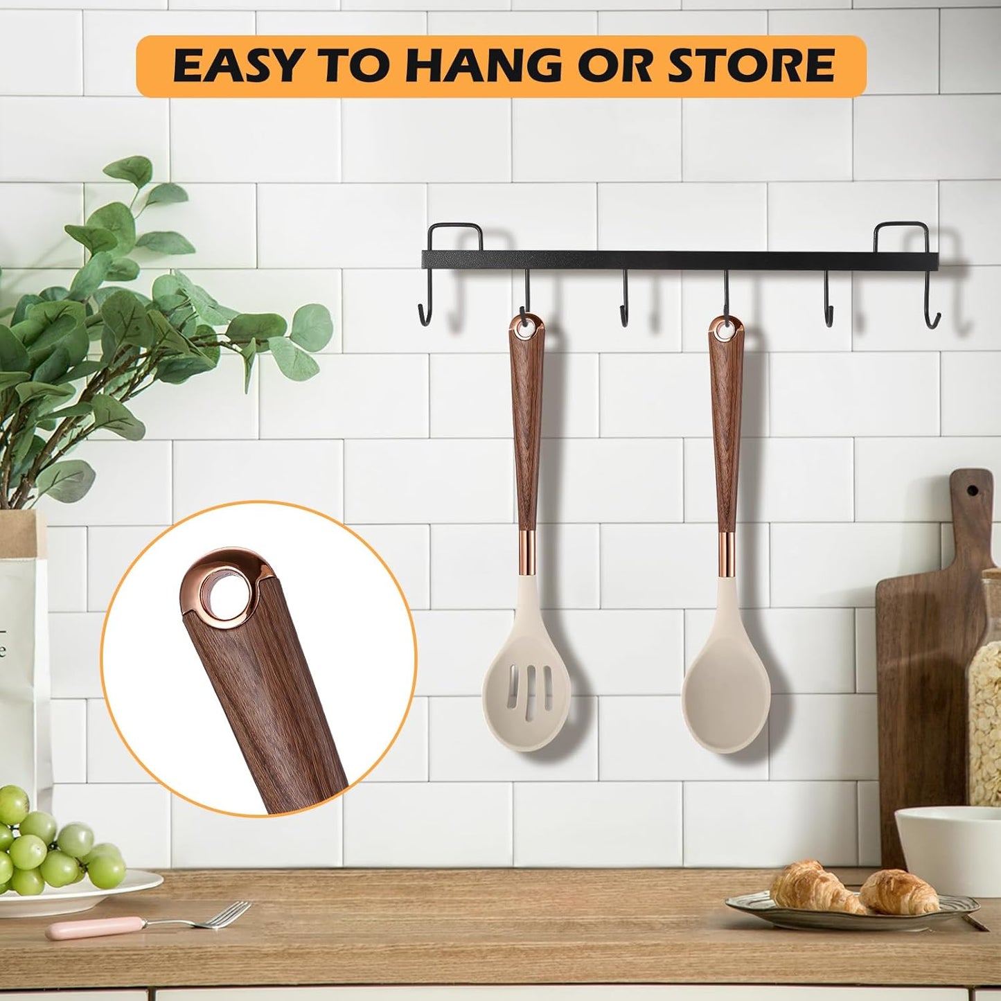 MANJIA Silicone Spatulas Set, Nonstick Silicone Spoon & Turner Spatula Set, Serving Spoon kitchen Spatula for Cooking Fish, Eggs,Flipper, Cooking Utensils Set 2pcs (white-spoons)