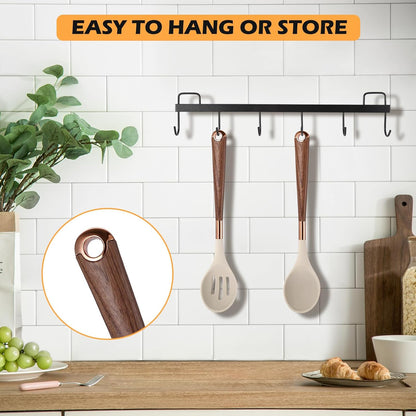 MANJIA Silicone Spatulas Set, Nonstick Silicone Spoon & Turner Spatula Set, Serving Spoon kitchen Spatula for Cooking Fish, Eggs,Flipper, Cooking Utensils Set 2pcs (white-spoons)