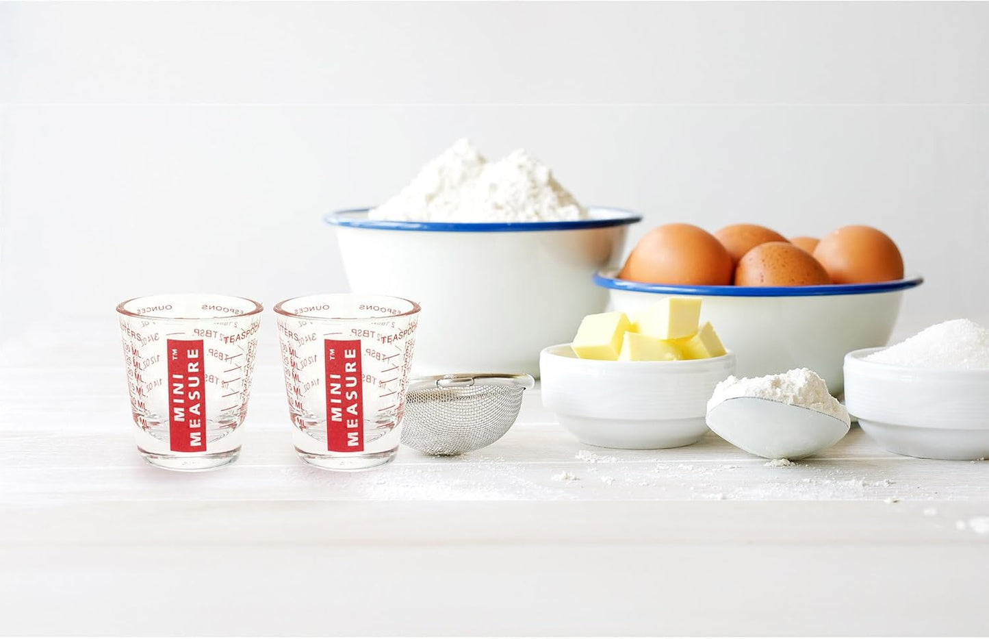 Kolder Mini Measure Heavy Glass, 20-Incremental Measurements Multi-Purpose Liquid and Dry Measuring Shot Glass, White