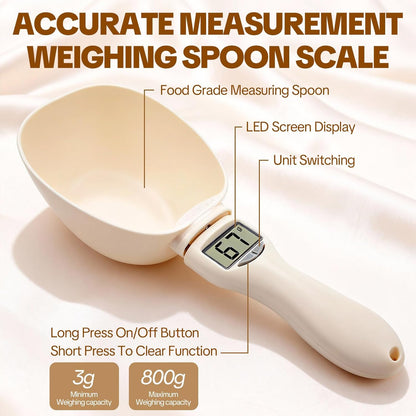 2026 New Digital Measuring Spoon, Electronic Food Scale with LCD Display, Adjustable Smart Spoon for Kitchen, Accurate Gram Ounce Scale for Home Cooks Bakers Chefs Pet Owners (1Pcs)