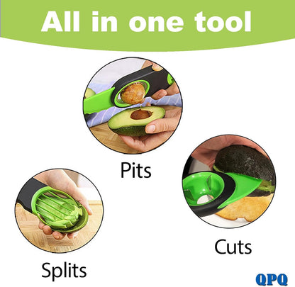 QPQ Good Grips Scoop And Avocado Masher Tool , Guacamole Masher- Slicing & Smashing, Ergonomic Non-Slip Handle, Perfect for Guacamole, Soft Fruits & Vegetables (Black)（Gift 3-in-1 Avocado Slicer）