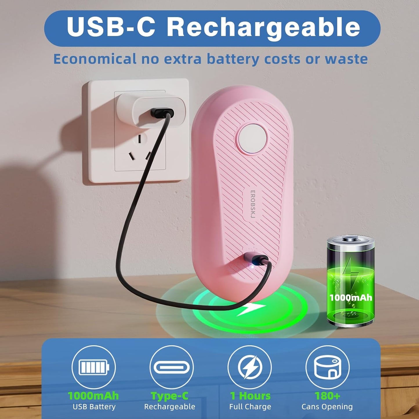 Electric Can Opener, Rechargeable Can Openers for Seniors & Arthritis, One-Touch Automatic Can Opener, Hands-Free, Smooth Edge, Compact, Kitchen Gadgets