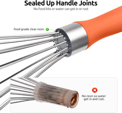 U-Taste 7" Mini Whisk for Cooking: 18/8 Stainless Steel Small Metal Kitchen Wisk, Tiny Hand Mixing Tool for Coffee, Egg, Sauce, 6-Wires Compact Head for Baking, Beating in Bowl, Mug, Jar (Set of 2)