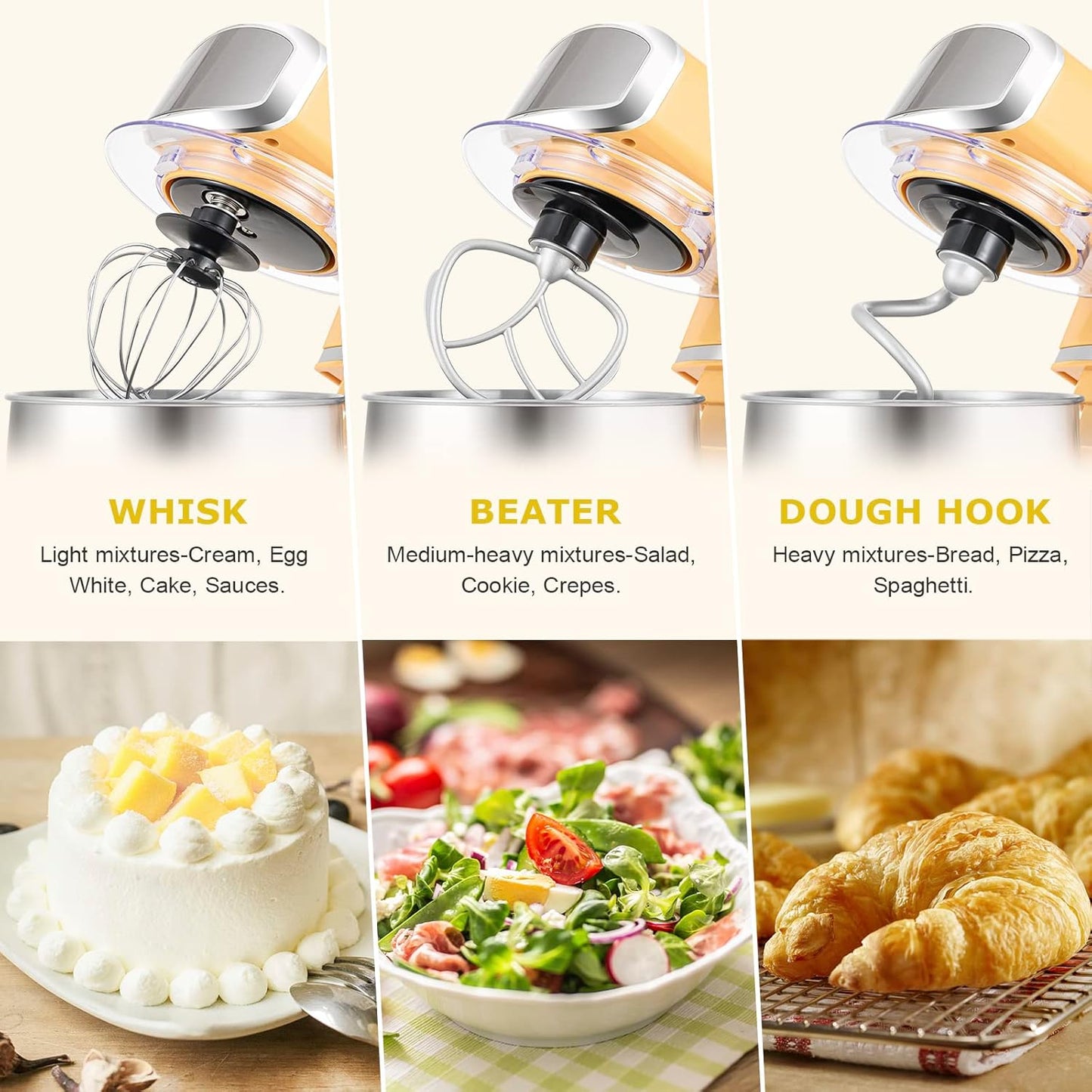 Kitchen in the box Stand Mixer,3.2Qt Small Electric Food Mixer,6 Speeds Portable Lightweight Kitchen Mixer for Daily Use with Egg Whisk,Dough Hook,Flat Beater (Black)