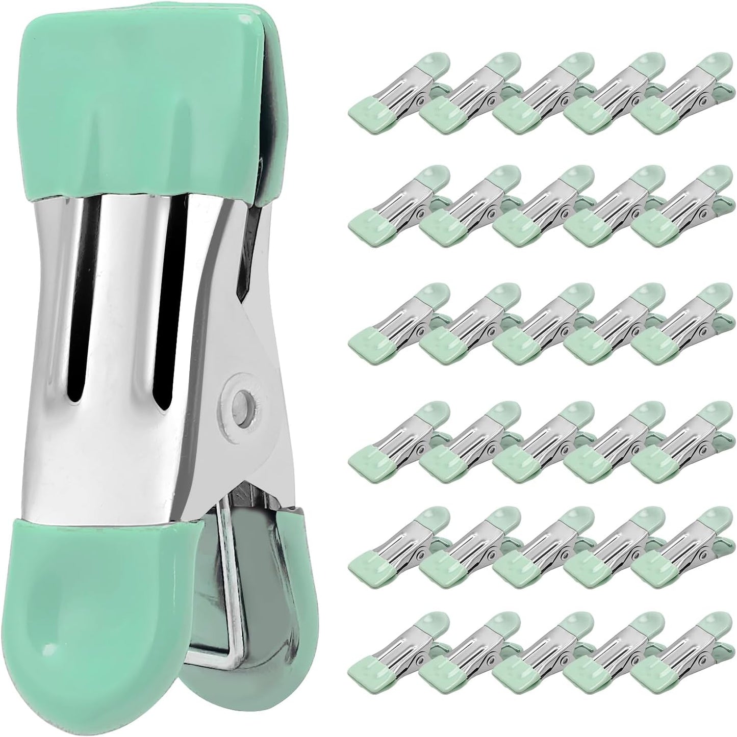 Clothes Pins Heavy Duty 30 Pack, 2.17 Inch Metal Chip Clips, Clothespins for Photo Drying Clothesline Laundry Sock, Bag Clips for Food Kitchen Stainless Steel with Rubber, 6 Colors