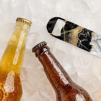 2 PACK Beer Bottle Opener, Stainless Steel Flat Bottle Openers,7 inch Metal Decor,Pink And Gold Marble