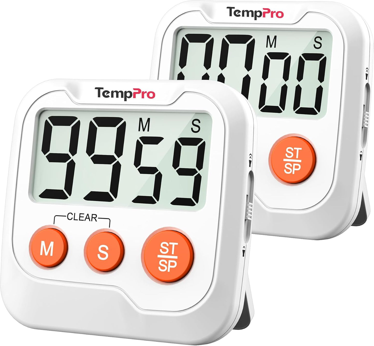 TempPro TM03 Digital Timer for Kids & Teachers, Kitchen Timers for Cooking with 2 Alarm Volume, Countdown Timer Stopwatch for Classroom Supplies, Exercise, Baking, Work, 2-Pack (Previously ThermoPro)