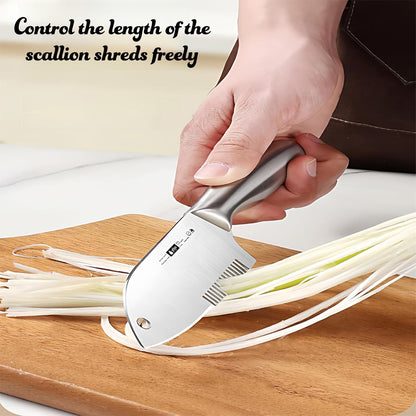Julienne Slicer Stainless Steel Onion Cutter Scallion Shredder, Vegetable Chopper with Comb Teeth, Kitchen Gadgets (Full Stainless Steel)