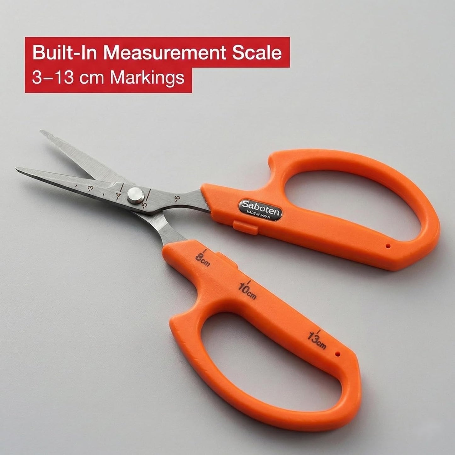 Saboten Stainless Steel Angled Blade Trimming Scissors Orange PT-13 160mm Precision Gardening Bonsai and Floral Shears Made in Japan