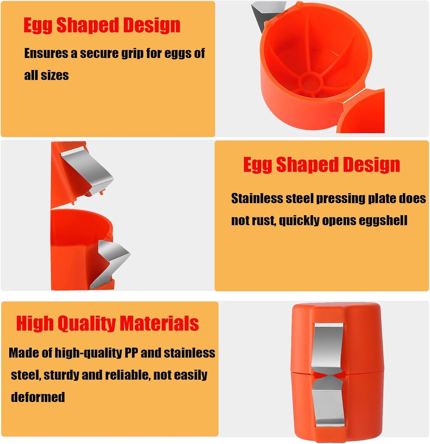 Egg Shell Opener, 3 Pcs Egg Separator for Raw Eggs, 2025 New Egg Cracker Tool, Stainless Steel Eggshell Breaker Egg Shell Cutter Kitchen Gadgets,Quickly Cutting Off Cooked Eggs