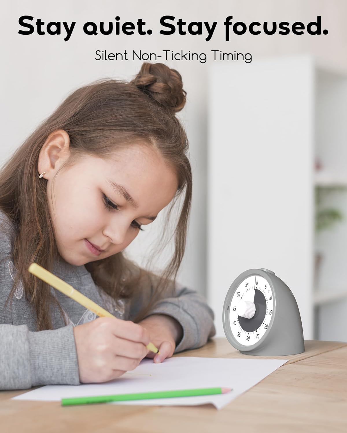 BellMan Visual Timer with Pause Button, 60 Minute Countdown Rainbow Timer for Kids and Adults with Silent Operation, Study and Meetings Time Management Tool, Design for Home, Office and Gift, White